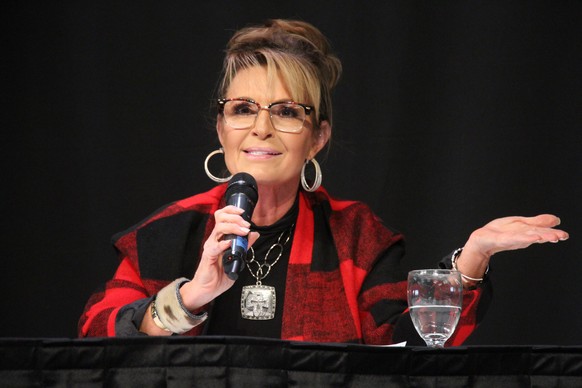 Republican Sarah Palin, a candidate for Alaska&#039;s only seat in the U.S. House, answers a question during a forum, Saturday, Oct. 22, 2022, in Anchorage, Alaska. Palin faces U.S. Rep. Mary Peltola, ...