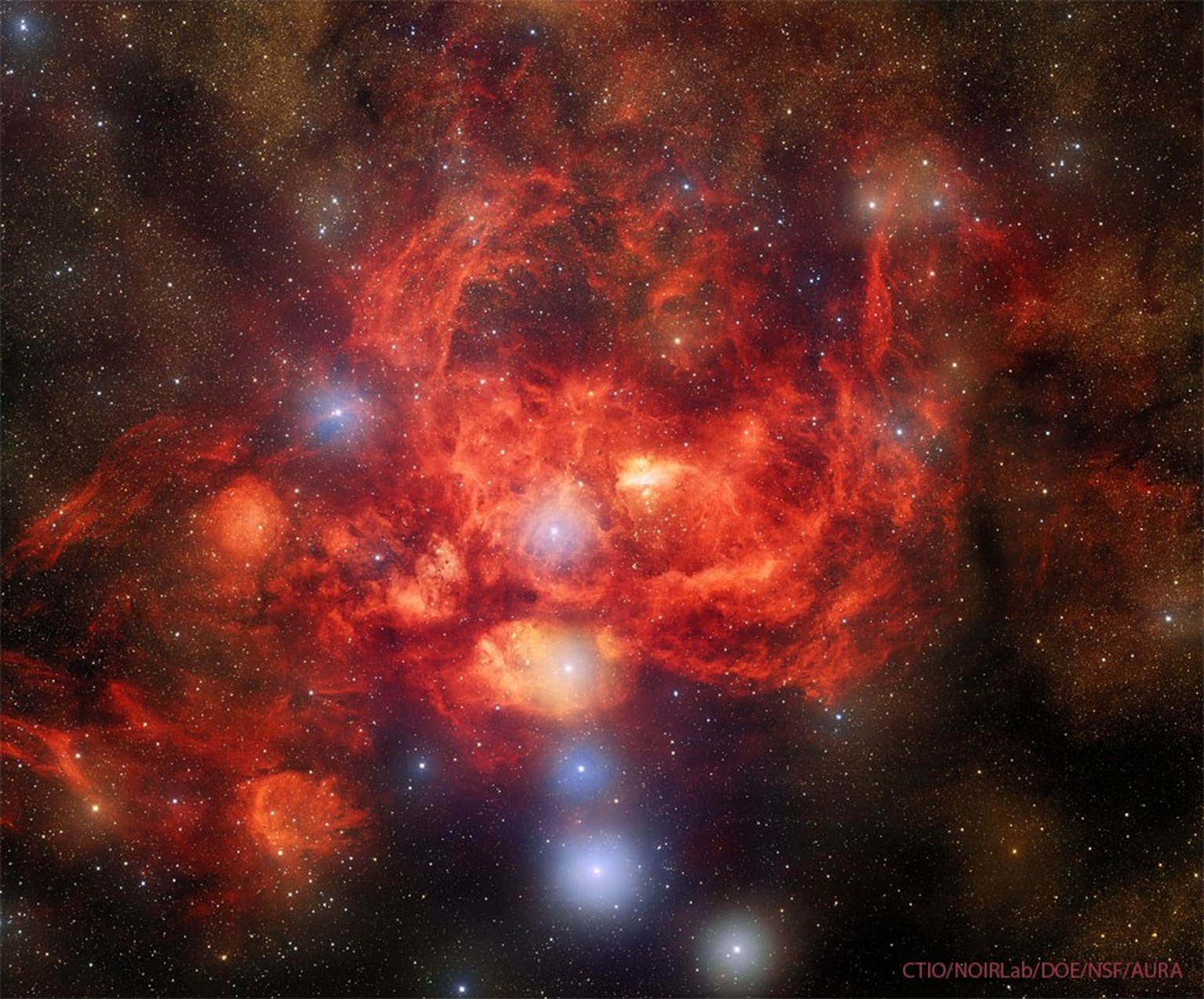 NGC 6357: The Lobster Nebula 
Why is the Lobster Nebula forming some of the most massive stars known? No one is yet sure. Cataloged as NGC 6357, the Lobster Nebula houses the open star cluster Pismis  ...
