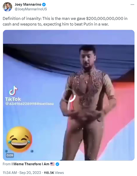 Das Video ist ein Deepfake, bei dem das Gesicht des Präsidenten auf den Körper eines Tänzers gelegt wurde.