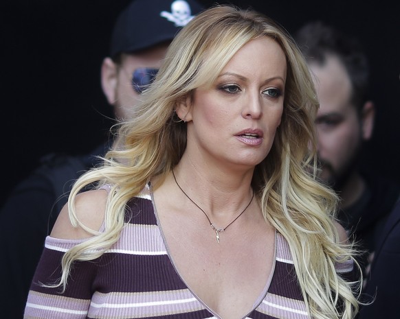 FILE - In this Oct. 11, 2018, file photo, adult film actress Stormy Daniels arrives for the opening of the adult entertainment fair &quot;Venus&quot; in Berlin. A federal judge has ordered porn star S ...