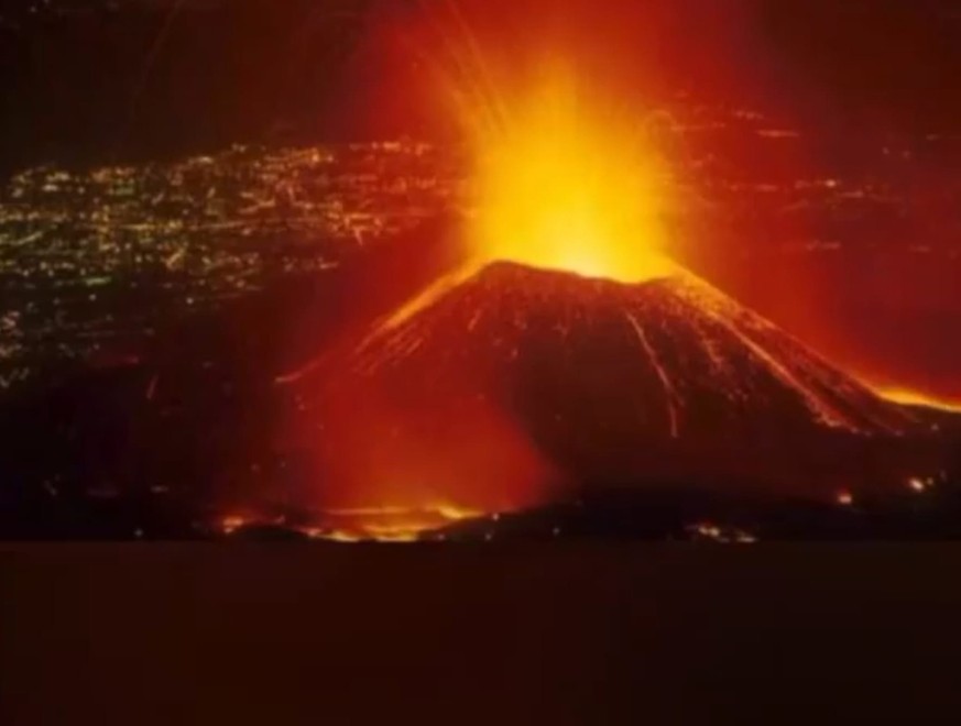 This image from video provided by Raphael Kaliwavyo Raks-Brun shows Mount Nyiragongo erupting, Saturday, May 22, 2021 in Goma, Congo. Congo