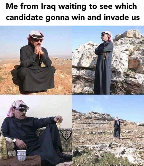«Ich, Iraker*in, darauf wartend, welcher Kandidat gewinnt und bei uns einmarschieren wird.»
