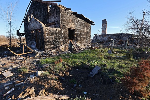 Aftermath of hostilities near Rubizhne village in Kharkiv Region KHARKIV REGION, UKRAINE - NOVEMBER 13, 2022 - A house destroyed as a result of shelling by the russian troops, Rubizhne village, Kharki ...