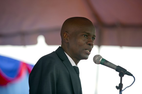 FILE - In this Friday, Jan. 12, 2018 file photo, Haiti&#039;s president Jovenel Moise talks during a ceremony on the 8th anniversary of the 2010 earthquake, in Port-au-Prince, Haiti. Haiti’s president ...