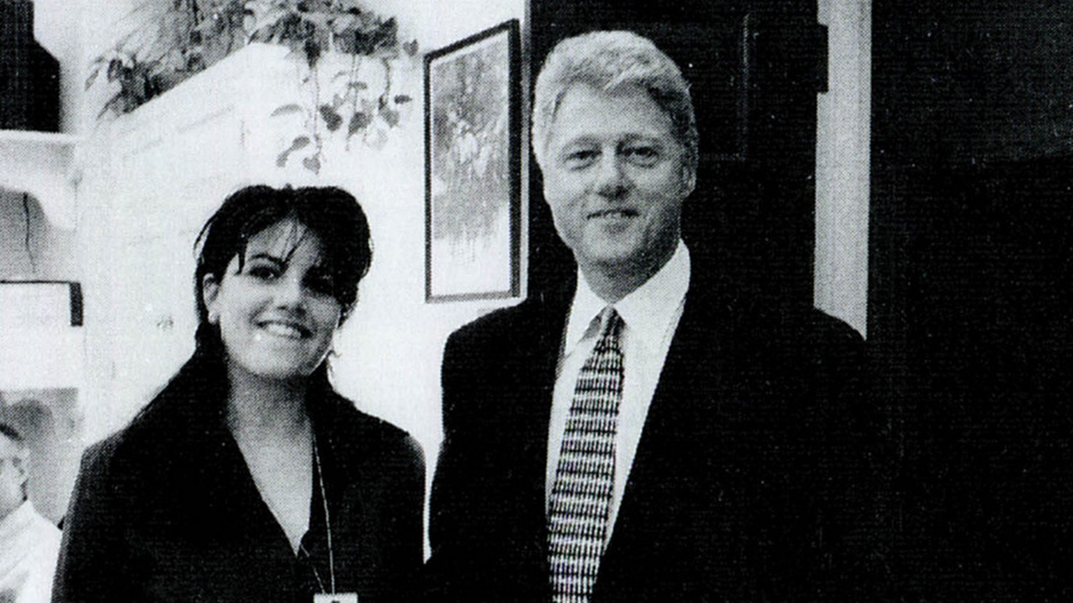 An official White House photo taken from page 3179 of Independent Counsel Kenneth Starr's report on US President Bill Clinton, showing him and White House intern Monica Lewinsky in the White House...