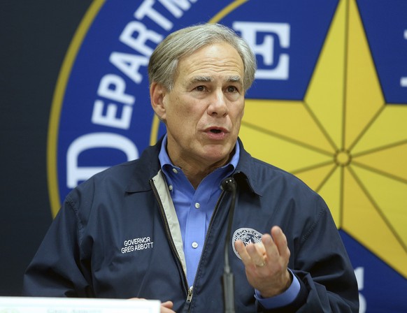 FILE - Texas Gov. Greg Abbott speaks during a news conference on March 10, 2022, in Weslaco, Texas. The U.S. Department of Justice is investigating potential civil rights violations in Texas&#039; mul ...