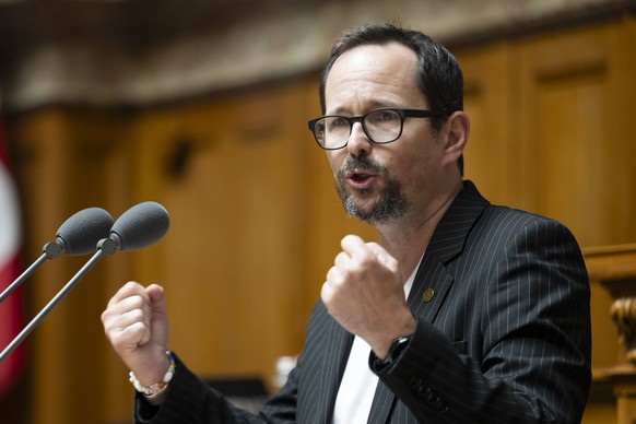 Nationalrat Balthasar Glaettli, GP-ZH, spricht waehrend der Sommersession der Eidgenoessischen Raete, am Donnerstag, 19. Juni 2025 im Nationalrat in Bern. (KEYSTONE/Anthony Anex)