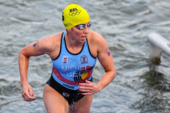 Belgian Claire Michel pictured in action during the women s individual triathlon race at the Paris 2024 Olympic Games, Olympische Spiele, Olympia, OS on Wednesday 31 July 2024 in Paris, France. The Ga ...