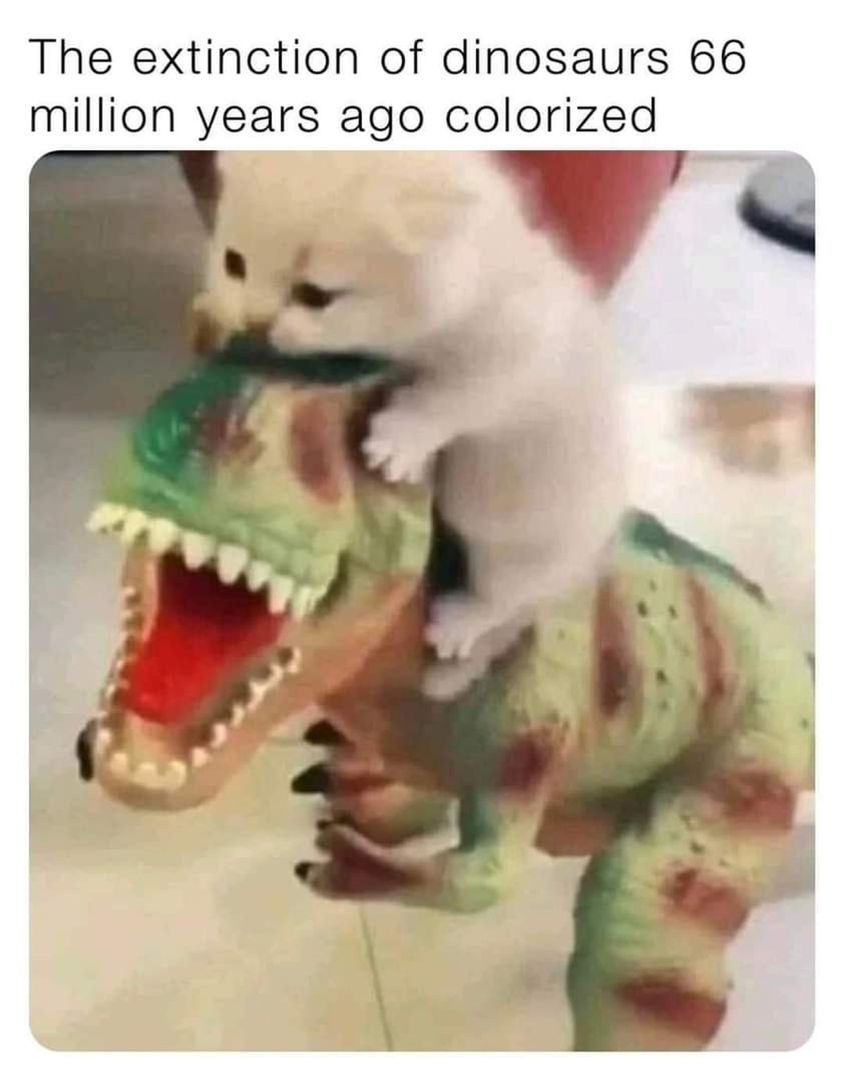 L’extinction des dinosaures, 66 millions d'années avant notre ère, colorisée.