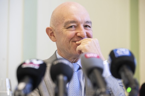 Der Zuercher SP-Staenderat Daniel Jositsch spricht an einer Medienkonferenz ueber seine Bundesratskandidatur, aufgenommen am Dienstag, 5. September 2023 in Zuerich. (KEYSTONE/Ennio Leanza)