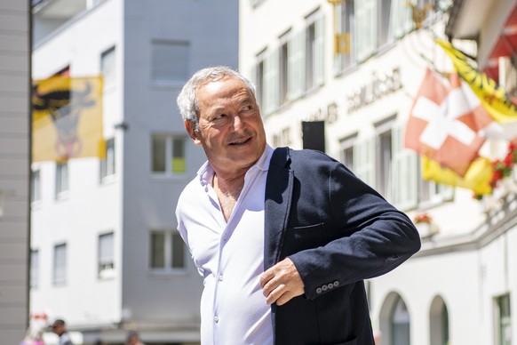 Samih Sawiris, aegyptischer Investor, bei der Ankunft zu seiner Ehrenbuergerfeier im Theater Uri in Altdorf, am Freitag, 4. Juni 2021. (KEYSTONE/Urs Flueeler)