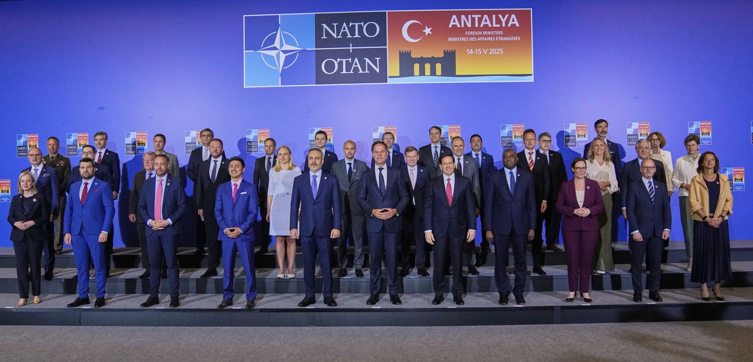NATO foreign ministers pose for a group photo during their informal meeting in Antalya, southern Turkey, Thursday, May 15, 2025. (AP Photo/Khalil Hamra)
Turkey NATO Foreign Ministers