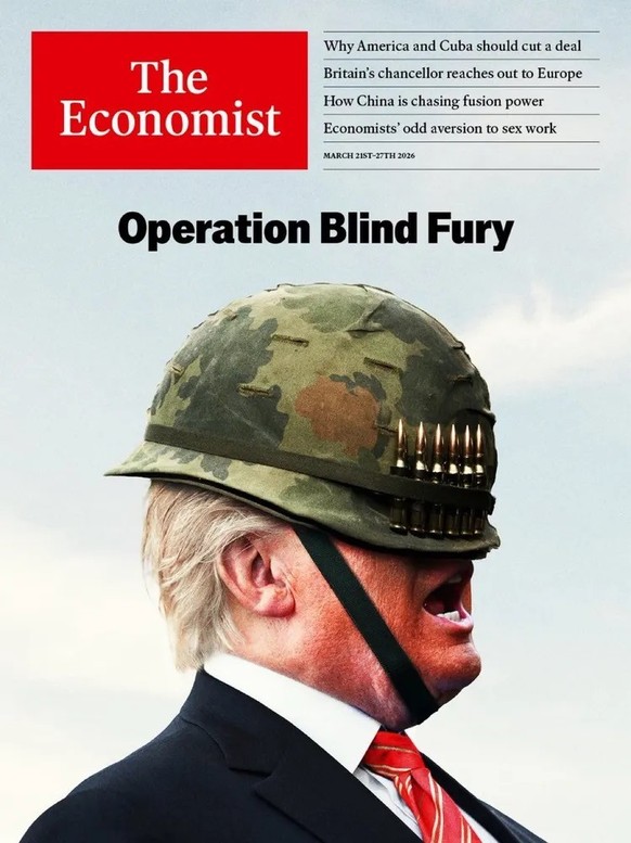 Cover des Wirtschaftsmagazins «The Economist» zu Trump und dem Irankrieg, März 2026.