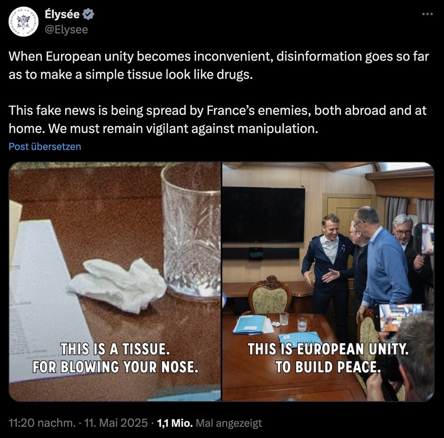 Tweet der französischen Regierung zur russischen Desinformations-Kampagne.