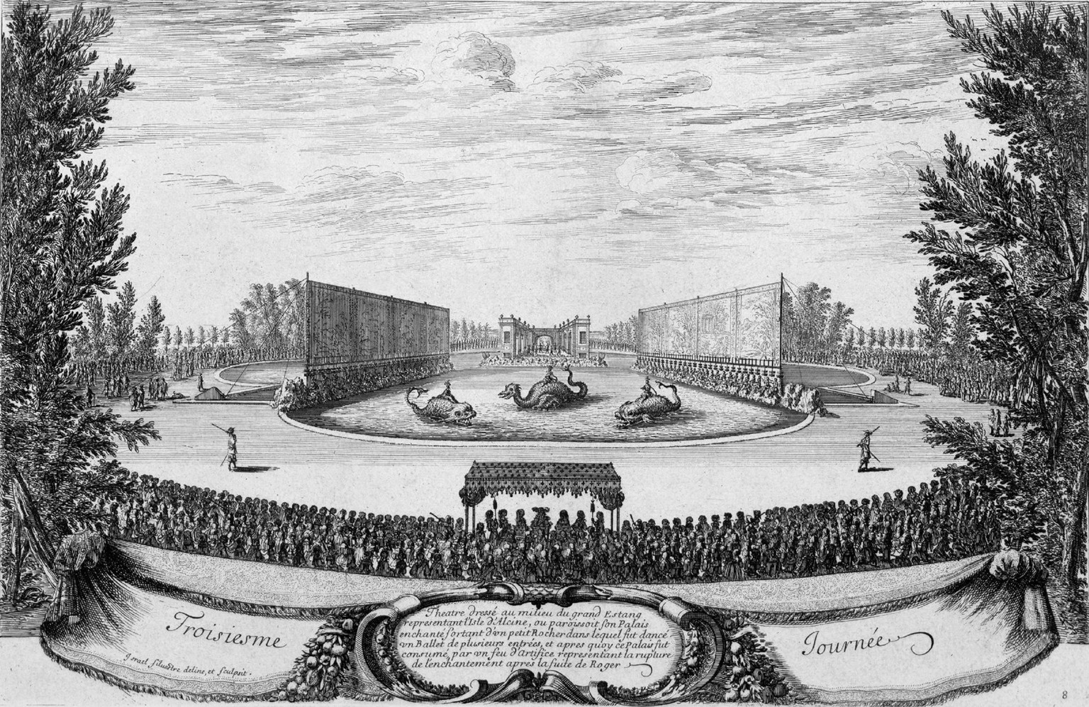 «Les plaisirs de l’île enchantée» («Die Freuden der Zauberinsel») wird in gewohnt grössenwahnsinniger Barockmanier im Park von Versailles veranstaltet, 1664.