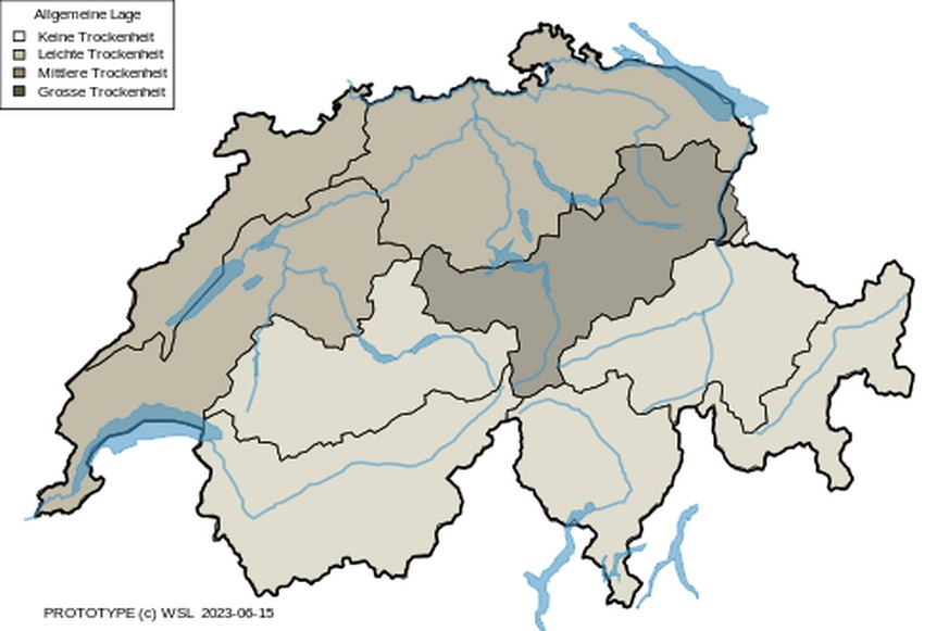 Trockenheits-Lage Schweiz 15. Juni 2023
