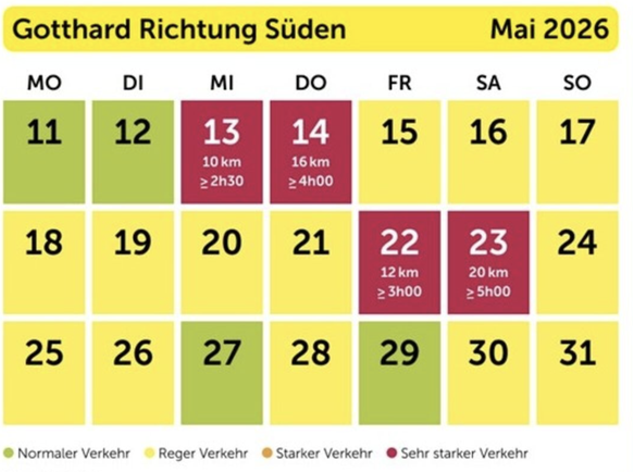 Gotthard Stau TCS Prognose Auffahrt