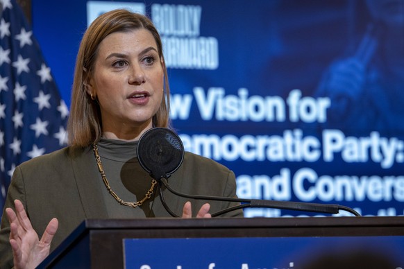 Sen. Elissa Slotkin, D-Mich., speaks at the Center for American Progress, Thursday, June 26, 2025, in Washington. (AP Photo/Kevin Wolf)
Elissa Slotkin