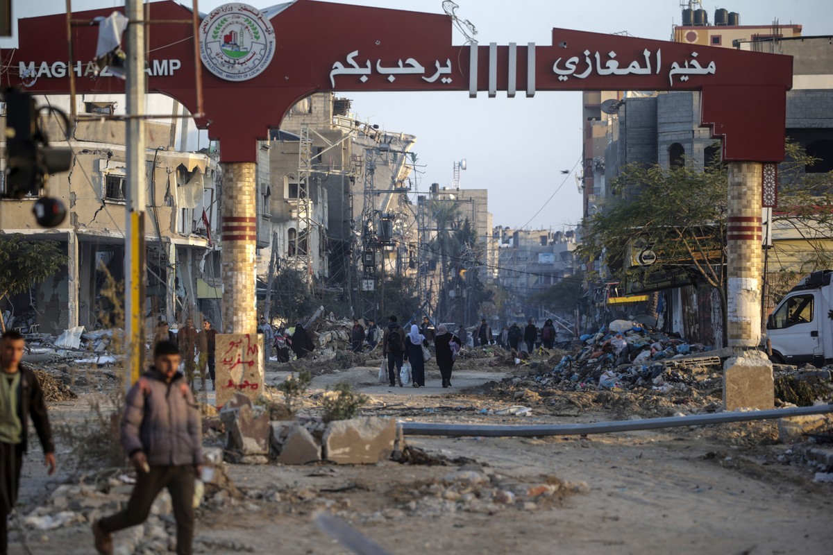 Des maisons et bâtiments détruits dans un camp de réfugiés situé dans le sud de la bande de Gaza.