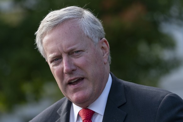epa08803874 (FILE) - White House Chief of Staff Mark Meadows speaks to the media at the White House in Washington, DC, USA, 21 October 2020 (reissued 07 November 2020). According to media reports, Whi ...
