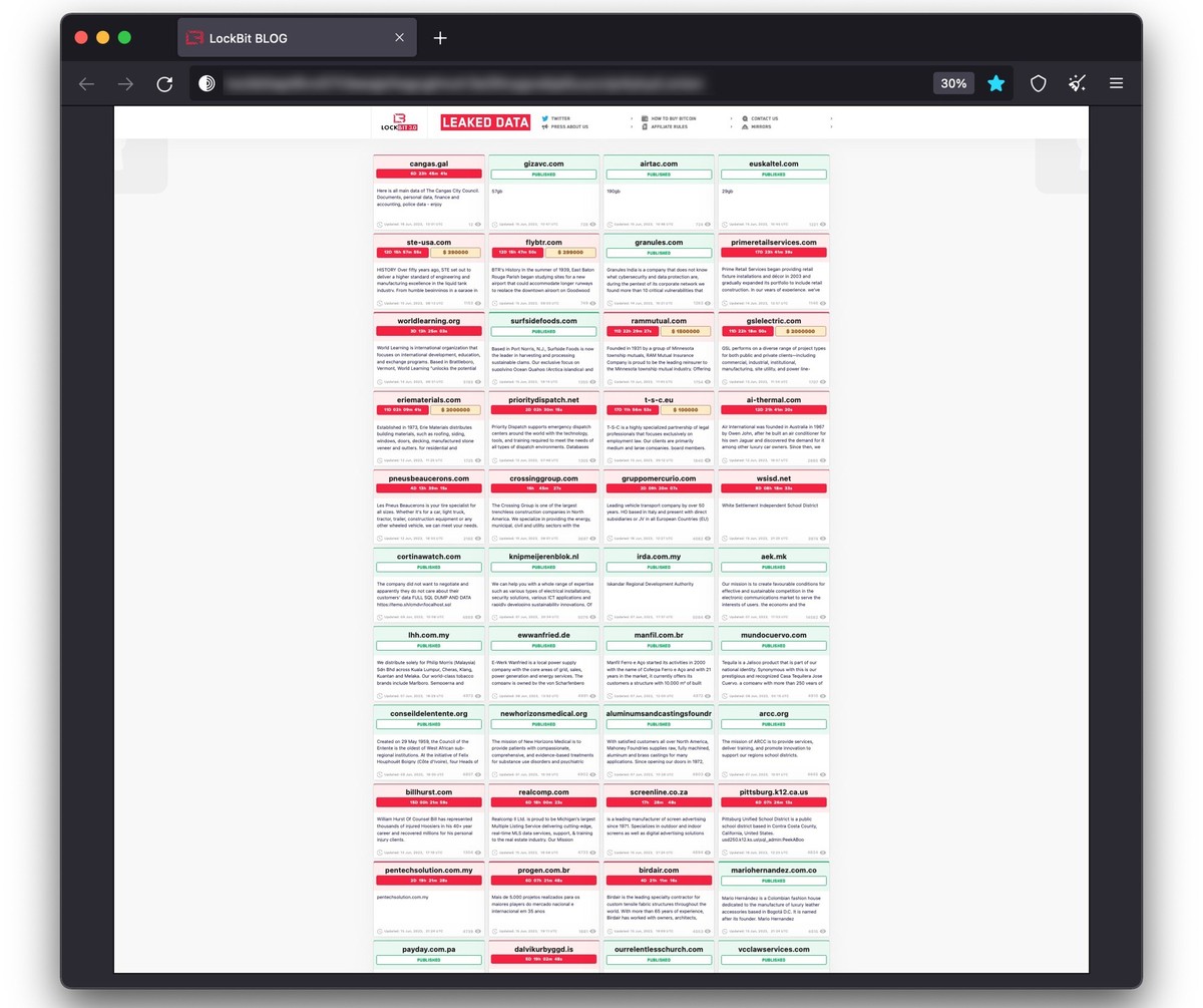 Leak-Site der Ransomware-Bande LockBit.