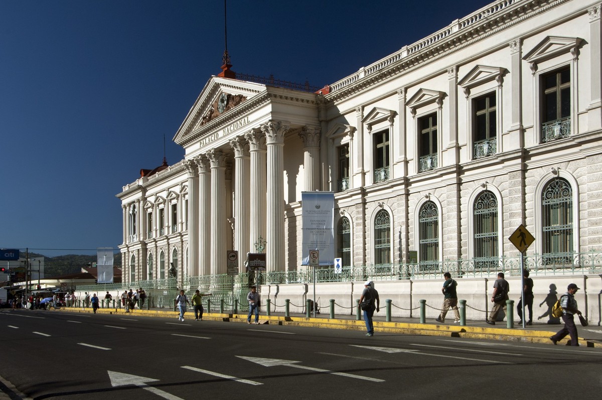 The National Palace in downtown San Salvador, El Salvador is a historic building popular with tourists. The Palace has an eclectic style with Ionic, Corinthian and Roman columns and elements. It was d ...