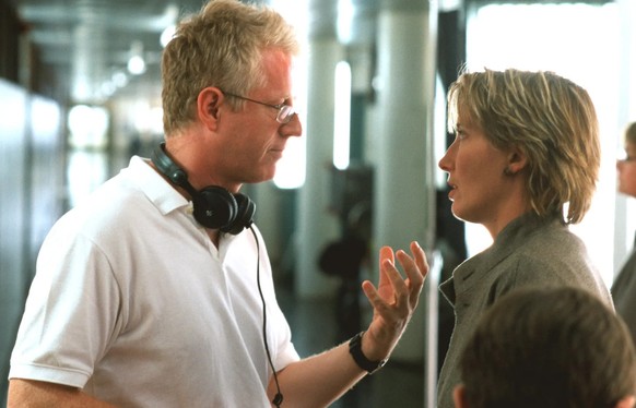 Emma Thompson and director Richard Curtis in Love Actually (2003)