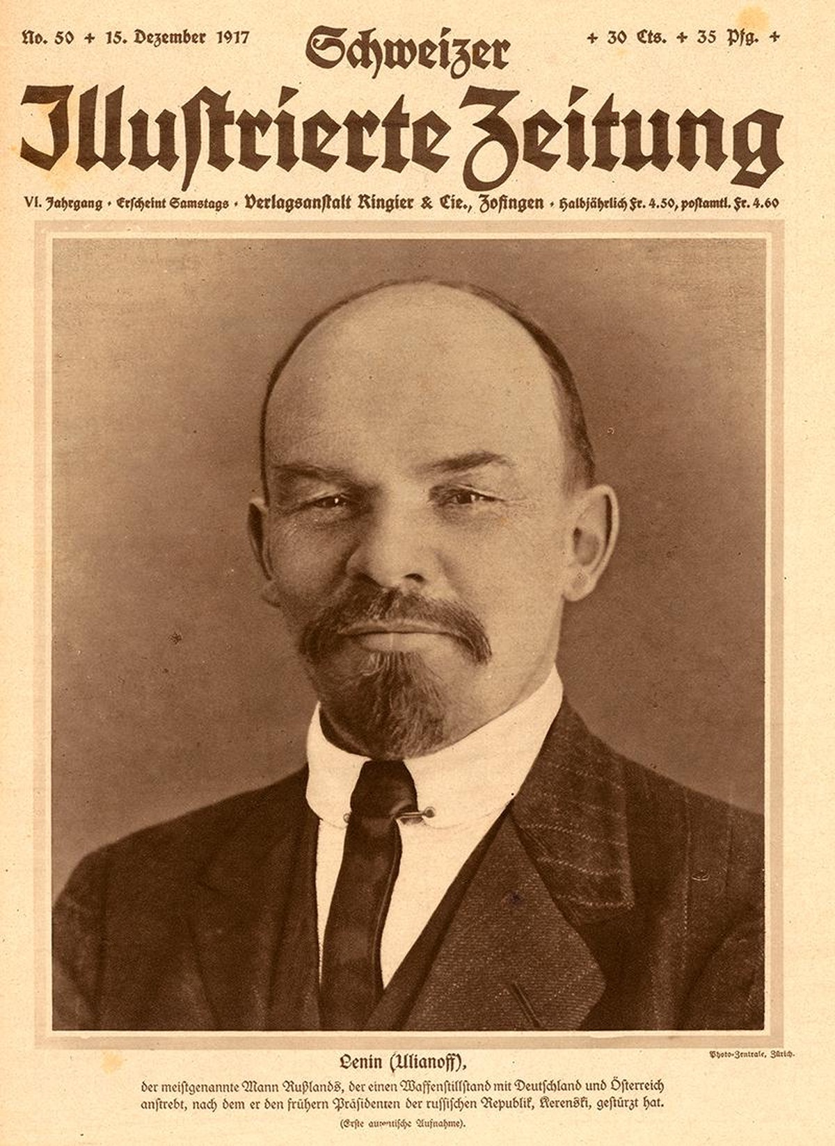 Lénine en couverture de la «Schweizer Illustrierte», décembre 1917.