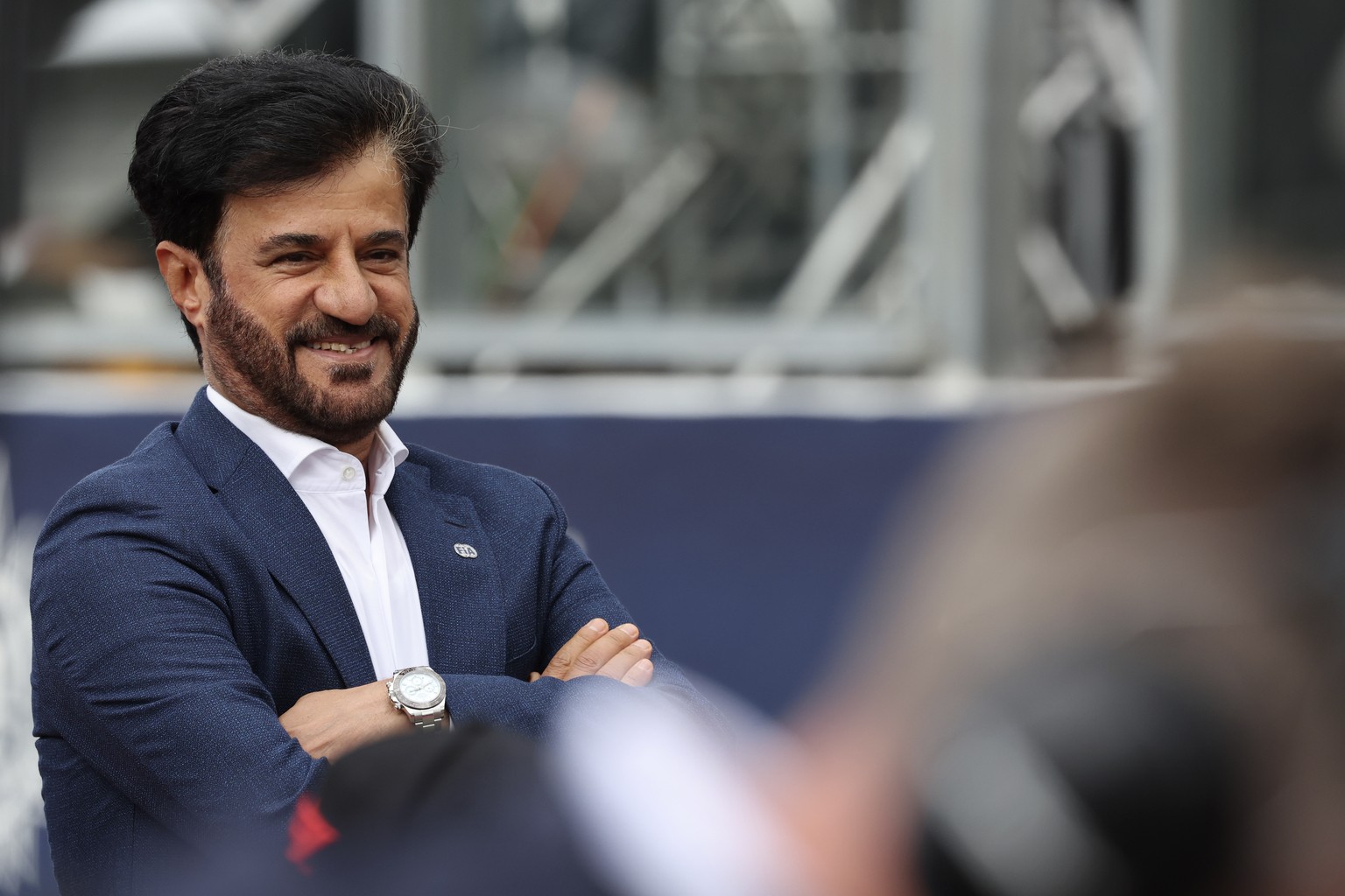FIA President Mohammed Ben Sulayem during the Formula One Grand Prix at the Spa-Francorchamps racetrack in Spa, Belgium, Sunday, July 30, 2023. (AP Photo/Geert Vanden Wijngaert)