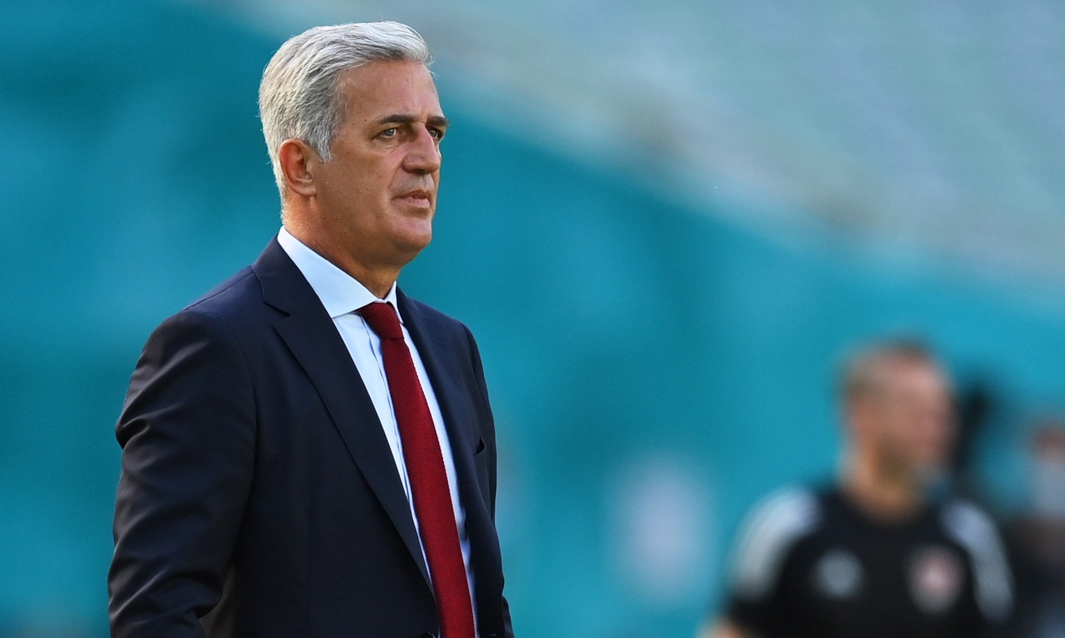 epa09264409 Switzerland&#039;s head coach Vladimir Petkovic reacts during the UEFA EURO 2020 group A preliminary round soccer match between Wales and Switzerland in Baku, Azerbaijan, 12 June 2021. EPA ...