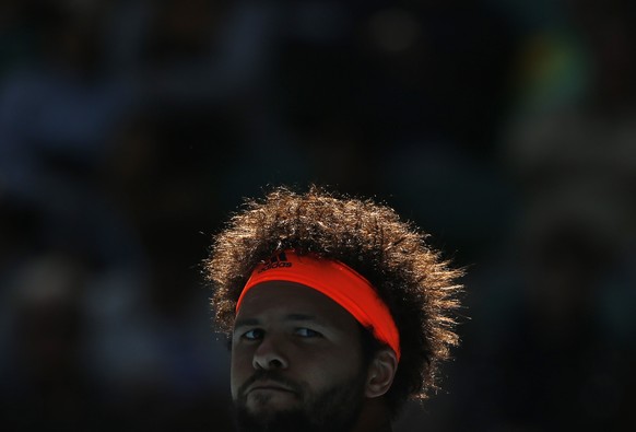 Tennis - Australian Open - Melbourne Park, Melbourne, Australia - 24/1/17 France&#039;s Jo-Wilfried Tsonga reacts during his Men&#039;s singles quarter-final match against Switzerland&#039;s Stan Wawr ...