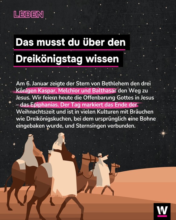<p>Am 6. Januar feiern wir den Dreikönigstag.</p>