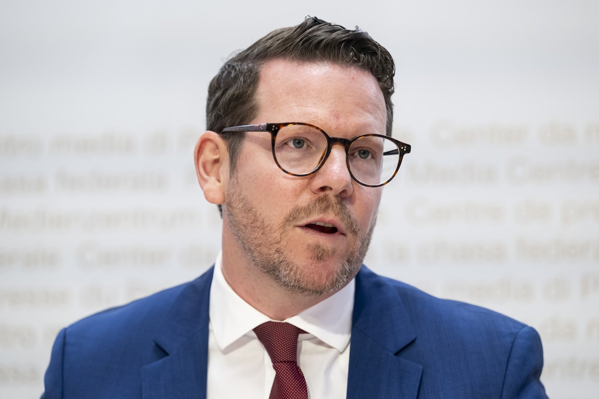 Pascal Stirnimann, Direktor der EFK, spricht waehrend einer Medienkonferenz der Eidgenoessische Finanzkontrolle (EFK) zum Jahresbericht 2023, am Dienstag, 21. Mai 2024 in Bern. (KEYSTONE/Anthony Anex)
