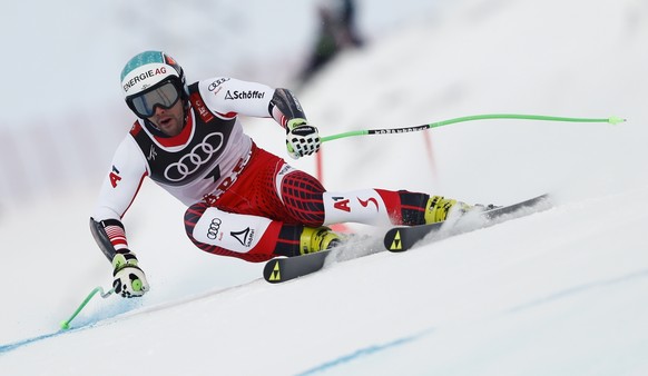 Austria&#039;s Vincent Kriechmayr speeds down the course during the men&#039;s super-G at the alpine ski World Championships in Are, Sweden, Wednesday, Feb. 6, 2019. (AP Photo/Gabriele Facciotti)