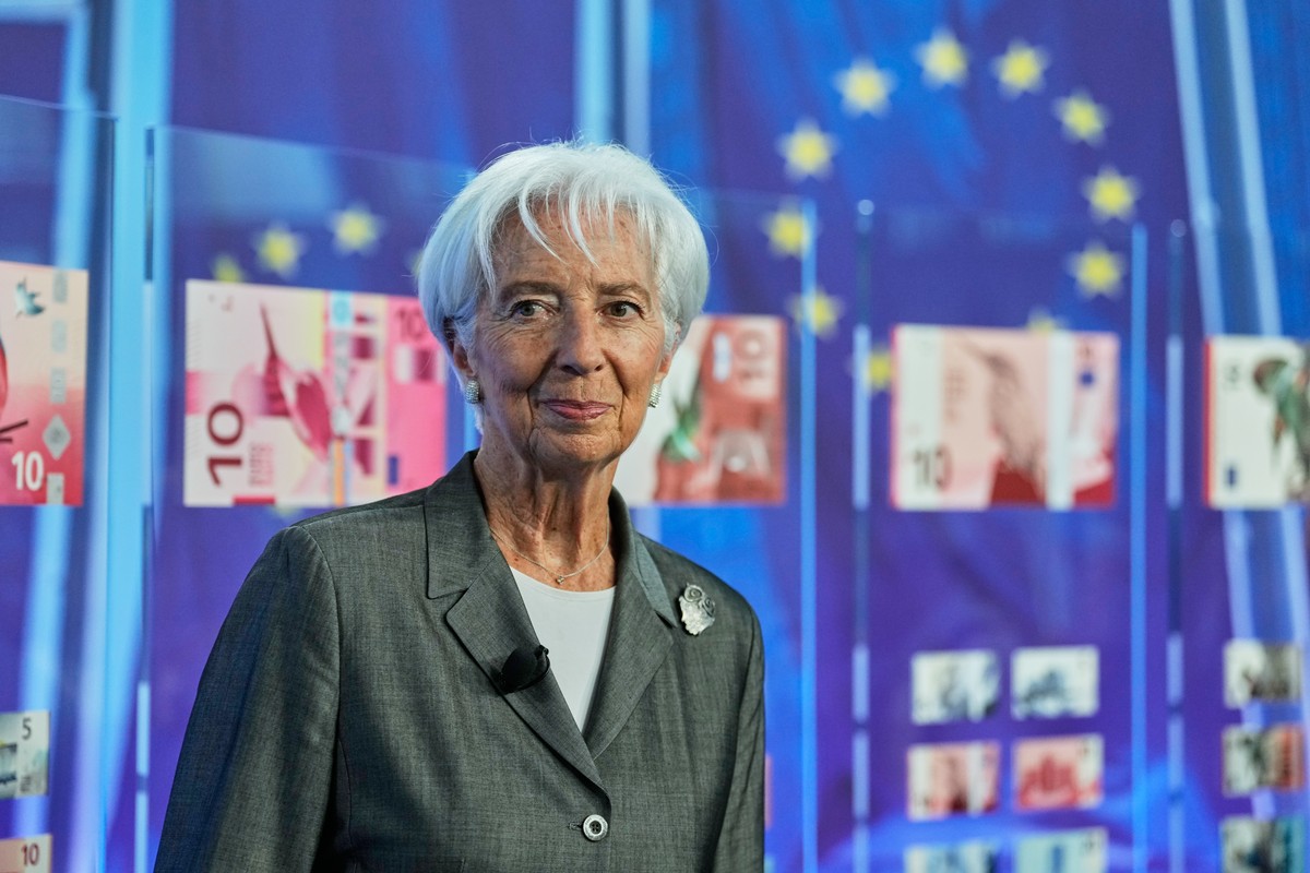 President of European Central Bank Christine Lagarde attends the Euro banknote design proposals reveal event in Frankfurt, Germany, Thursday, July 23, 2026, after a meeting of the ECB's governing ...