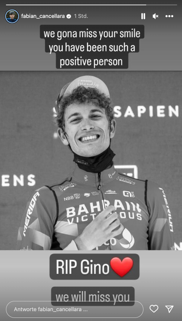 Fabian Cancellara meldet sich zum Tod von Gino Mäder.