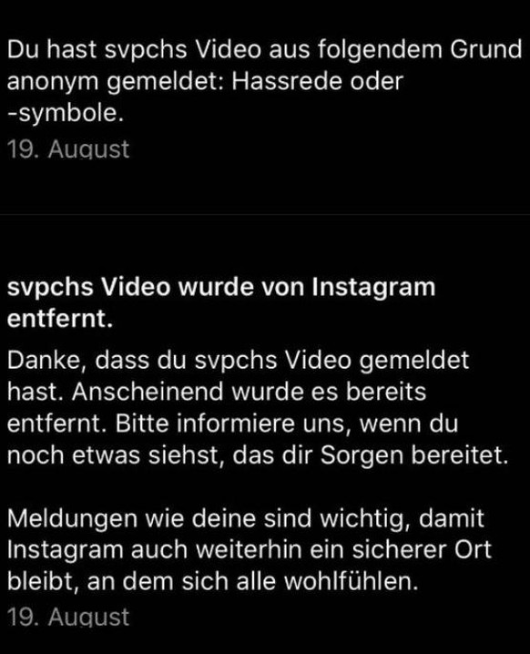Instagram hat den Spot wegen einer Meldung von «Hassrede» gesperrt.