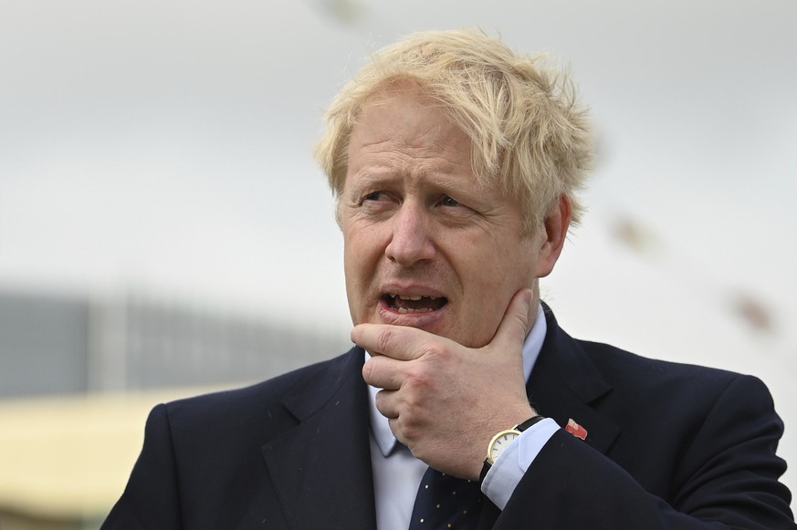 Britain&#039;s Prime Minister Boris Johnson visits the NLV Pharos, a lighthouse tender moored on the river Thames, to mark London International Shipping Week in London, Thursday, Sept. 12, 2019. The B ...