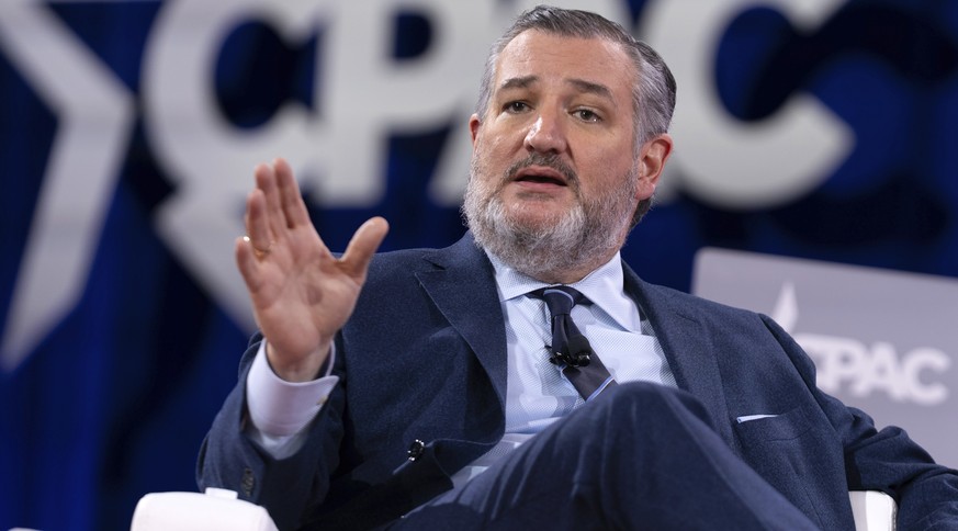 FILE - Sen. Ted Cruz, R-Texas, speaks at the Conservative Political Action Conference, CPAC, at the Gaylord National Resort &amp; Convention Center, Feb. 20, 2025, in Oxon Hill, Md. (AP Photo/Jose Lui ...