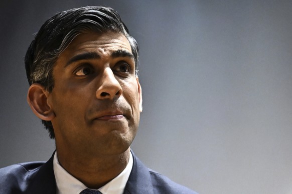 Britain&#039;s Prime Minister Rishi Sunak looks on during the London Defence Conference, at King&#039;s College, in central London, Tuesday May 23, 2023. (Ben Stansall/ Pool via AP)