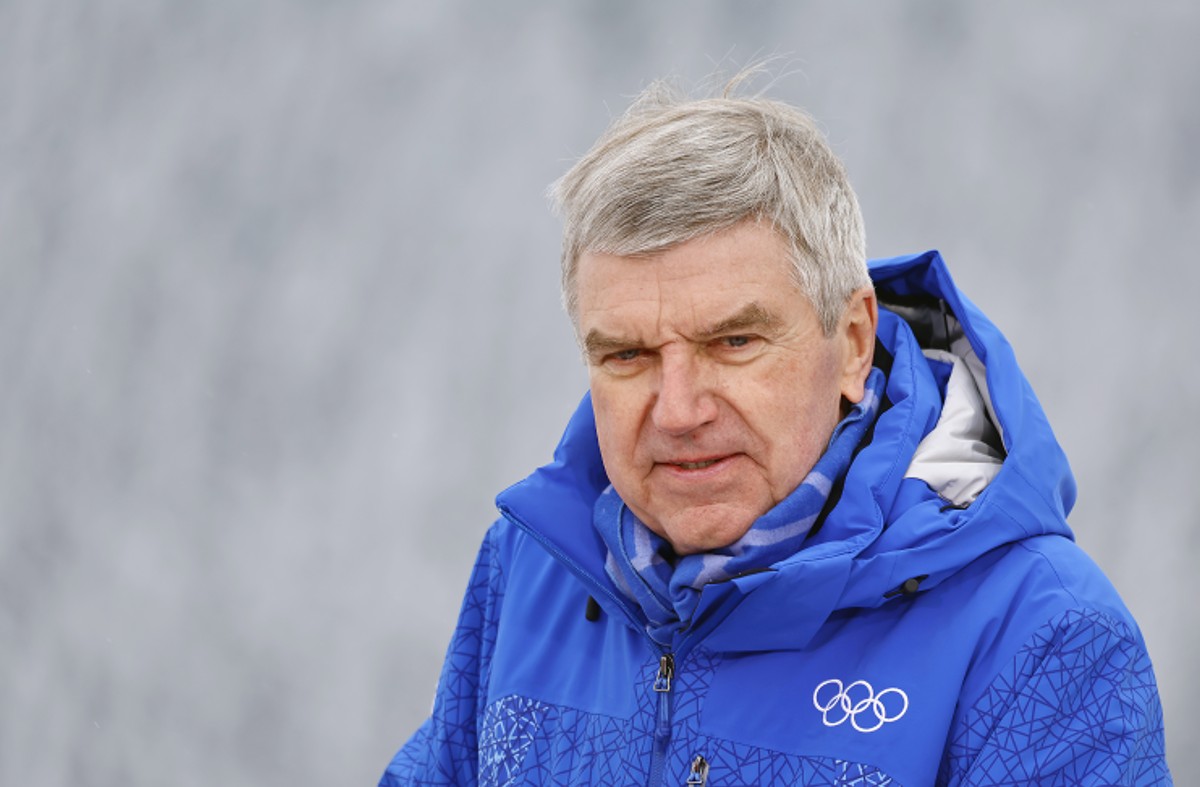 epa10435812 International Olympic Committee (IOC) President Thomas Bach visits the Luge World Championships in Oberhof, Germany, 28 January 2023. EPA/HANNIBAL HANSCHKE