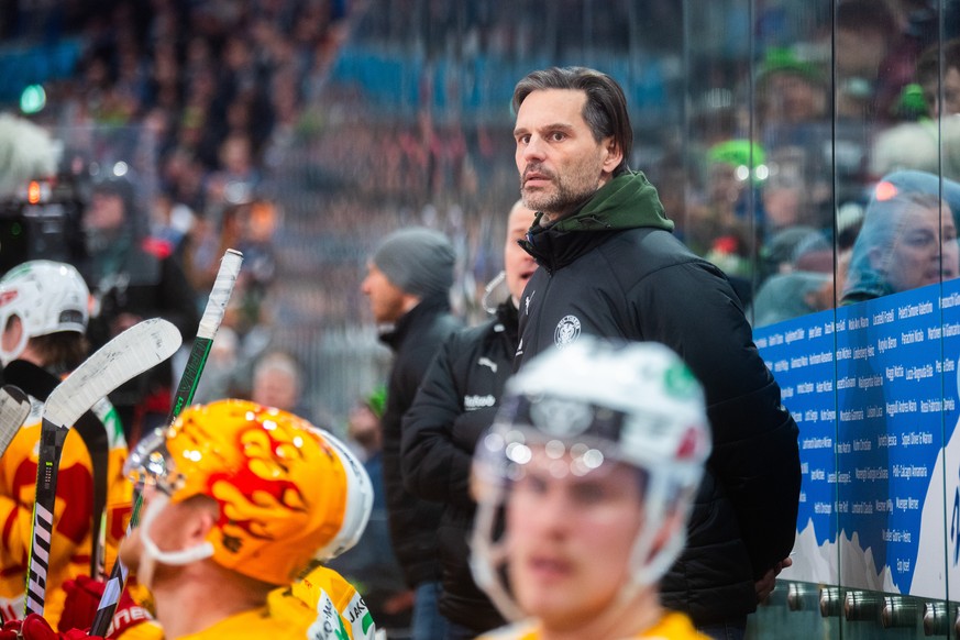 Tigers Head Coach Thierry Paterlini during the preliminary round game of National League A (NLA) Swiss Championship 2023/24 between, HC Ambri Piotta against SCL Tigers at the Gottardo Arena in Ambri F ...