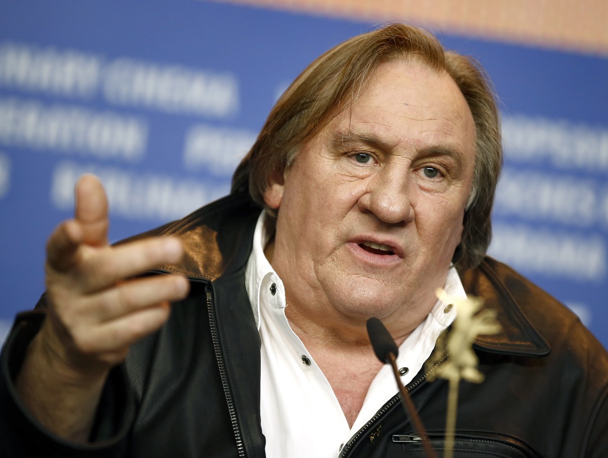 FILE - Actor Gerard Depardieu addresses the media during the press conference for the film 'Saint Amour' at the 2016 Berlinale Film Festival in Berlin, Germany, Friday, Feb. 19, 2016. French ...