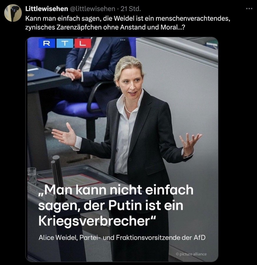 Tweet zu Alice Weidel