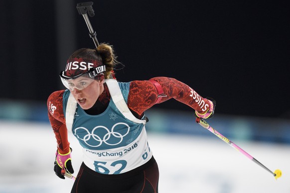 Lena Haecki of Switzerland in action during the women Biathlon 7.5 km Sprint in the Alpensia Biathlon Center during the XXIII Winter Olympics 2018 in Pyeongchang, South Korea, on Saturday, February 10 ...