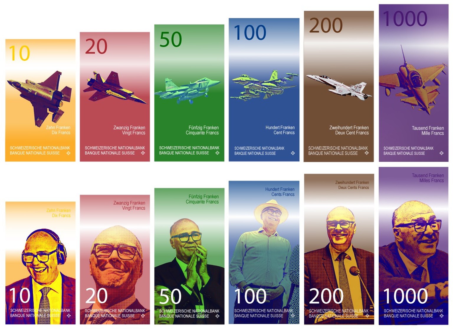 Wir haben da ein paar Ideen für neue Banknoten für die Schweiz.