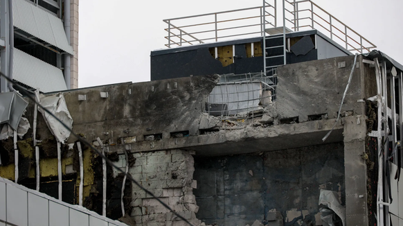 Schäden an einem Gebäude in Belgorod nach einem ukrainischen Angriff.