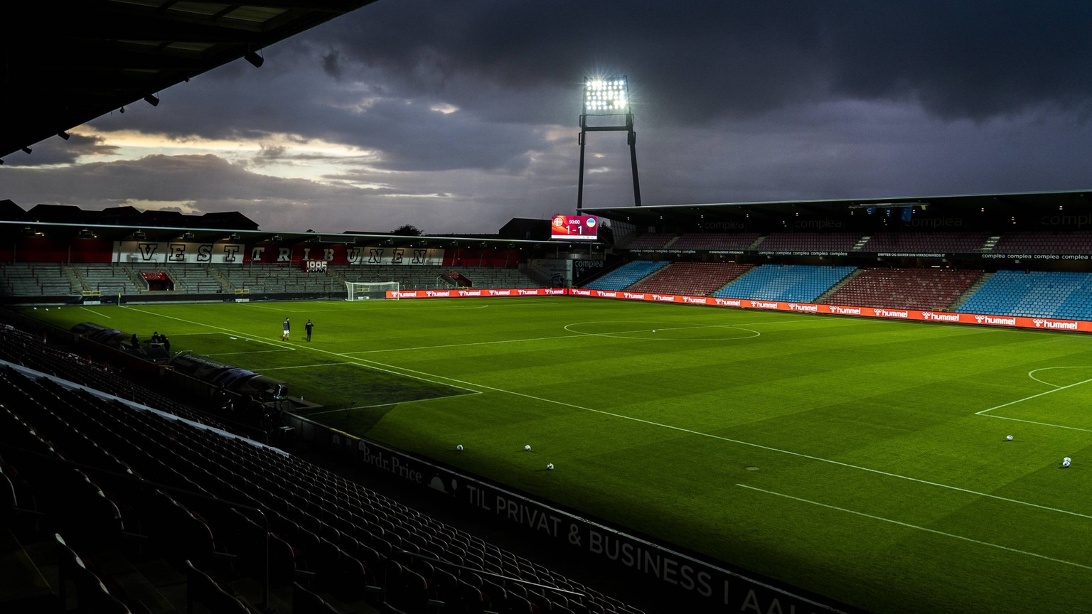 Aalborg, Denmark. 04th, September 2020. Because of COVID restrictions there are no fans on the stadium for the U21, U 21 qualifier match between Denmark and Ukraine at Aalborg Portland Park in Aalborg ...