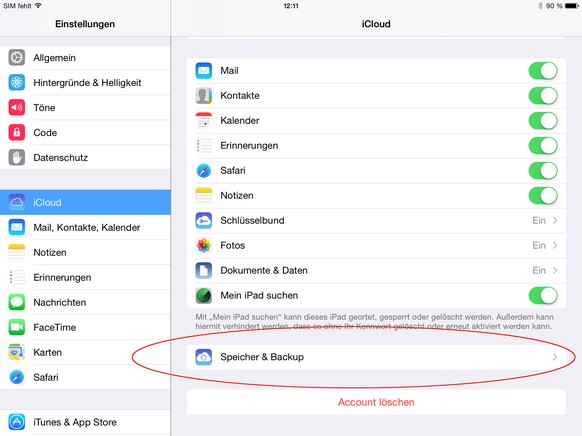 Über die Funktion in den Geräte-Einstellungen kann man jederzeit ein iCloud-Backup veranlassen.