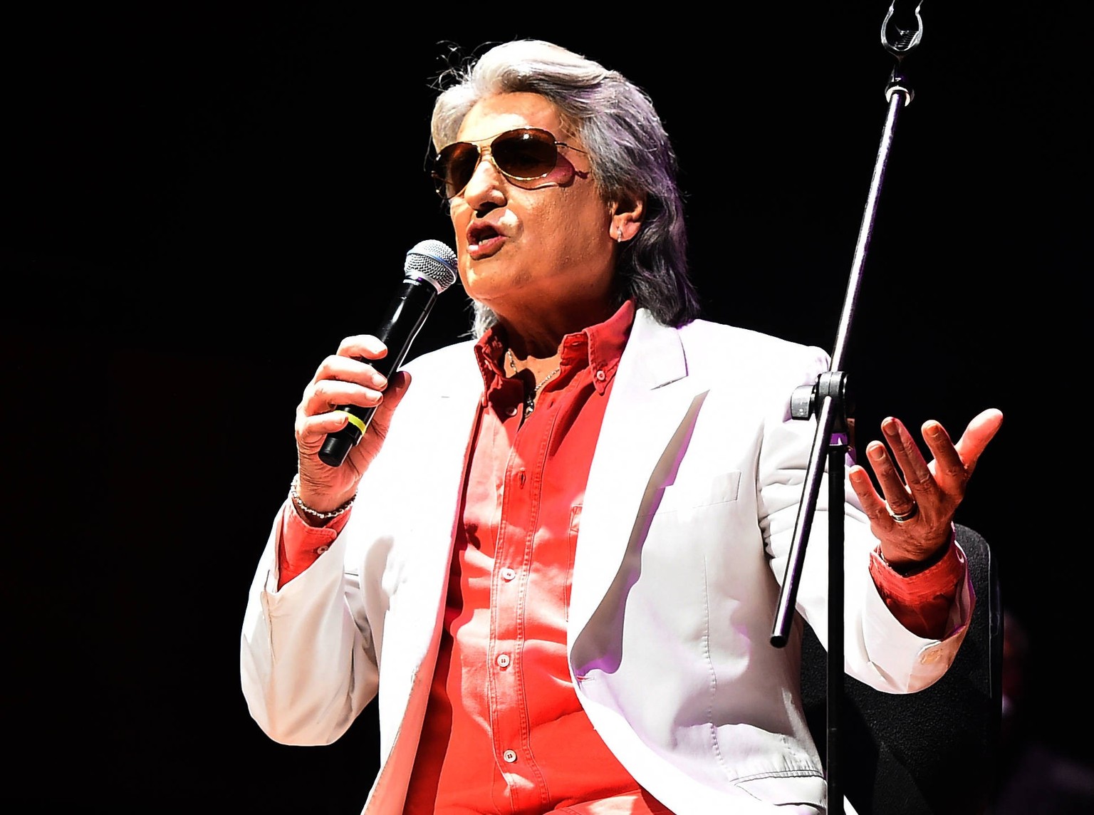 RECORD DATE NOT STATED FILE PHOTO - Singer Toto Cutugno at his concert in Izmir, Turkey, on 17 February 2017. Italian singer Toto Cutugno passed away at the age of 80. The singer was best known for hi ...